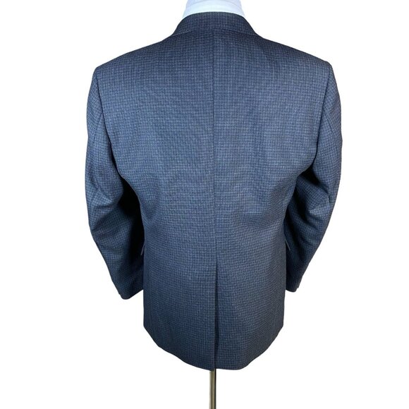 Haggar Collections Sport Coat Men's 40R Poly Wool Navy Mini Check Blazer Jacket - Picture 5 of 15
